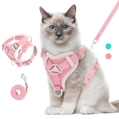 VavoPaw Katzengeschirr mit Leine Ausbruchsicher, Verstellbar Katze Brustgeschirr mit Reflektierend Streifen & Atmungsaktiv Netzgewebe, Weich Haustier Geschirr für Katzen Kätzchen Welpen, M, Rosa VavoPaw Katzengeschirr mit Leine Ausbruchsicher, Verstellbar Katze Brustgeschirr mit Reflektierend Streifen & Atmungsaktiv Netzgewebe, Weich Haustier Geschirr für Katzen Kätzchen Welpen, M, Rosa von VavoPaw
