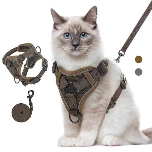 VavoPaw Katzengeschirr mit Leine Ausbruchsicher, Verstellbar Katze Brustgeschirr mit Reflektierend Streifen & Atmungsaktiv Netzgewebe, Weich Haustier Geschirr für Katzen Kätzchen Welpen, M Kaffee VavoPaw Katzengeschirr mit Leine Ausbruchsicher, Verstellbar Katze Brustgeschirr mit Reflektierend Streifen & Atmungsaktiv Netzgewebe, Weich Haustier Geschirr für Katzen Kätzchen Welpen, M Kaffee von VavoPaw