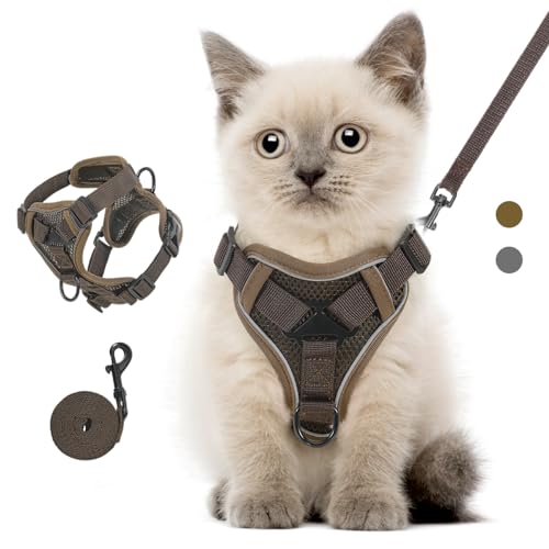 VavoPaw Katzengeschirr mit Leine Ausbruchsicher, Verstellbar Katze Brustgeschirr mit Reflektierend Streifen & Atmungsaktiv Netzgewebe, Weich Haustier Geschirr für Katzen Kätzchen Welpen, S Kaffee VavoPaw Katzengeschirr mit Leine Ausbruchsicher, Verstellbar Katze Brustgeschirr mit Reflektierend Streifen & Atmungsaktiv Netzgewebe, Weich Haustier Geschirr für Katzen Kätzchen Welpen, S Kaffee von VavoPaw
