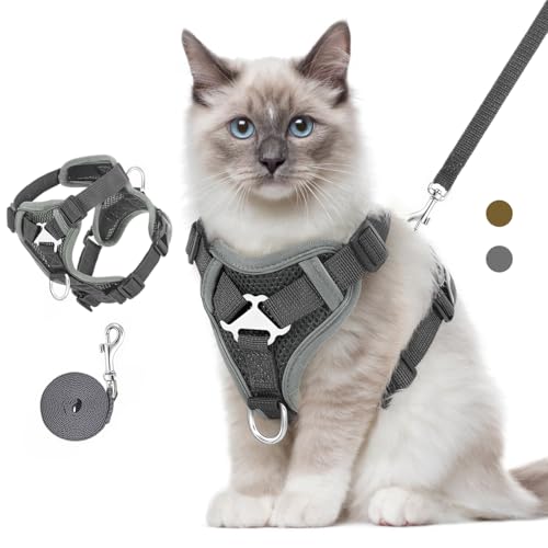 VavoPaw Katzengeschirr und Leine Set für Spaziergänge, Einstellbar Kätzchen Weste Geschirr mit Reflektierend Streif, Flucht Beweis Haustier Sicherheitsweste für Katzen, Welpen, M, Dunkel Grau VavoPaw Katzengeschirr und Leine Set für Spaziergänge, Einstellbar Kätzchen Weste Geschirr mit Reflektierend Streif, Flucht Beweis Haustier Sicherheitsweste für Katzen, Welpen, M, Dunkel Grau von VavoPaw