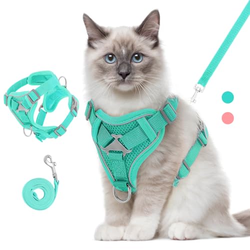 VavoPaw Katzengeschirr und Leine Set für Spaziergänge, Einstellbar Kätzchen Weste Geschirr mit Reflektierend Streif, Flucht Beweis Haustier Sicherheitsweste für Katzen, Welpen, M, See blau VavoPaw Katzengeschirr und Leine Set für Spaziergänge, Einstellbar Kätzchen Weste Geschirr mit Reflektierend Streif, Flucht Beweis Haustier Sicherheitsweste für Katzen, Welpen, M, See blau von VavoPaw