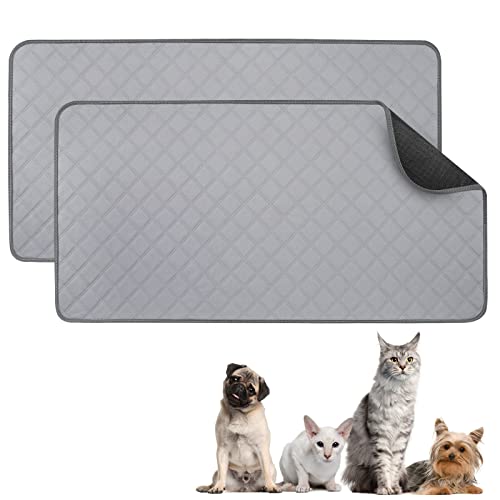 VavoPaw Kleintier Teppich Saugfähige Käfigmatte, 2 PCS 120x60cm Liner Fleece Wiederverwendbar Pad mit rutschfest Unterseite Wasserdicht Trainingsunterlagen für Meerschweinchenkäfig Hasen Katze, Grau von VavoPaw