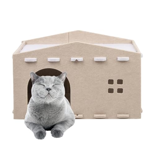 Vbnuyhim Doppelschichtiges Katzenbett – Kätzchen-Höhlenbetten, Katzenhaus Katzenbett, Höhle, kratzfest, Peekaboo Haustierhöhlen, Katzentunnelbett für große Katzen Vbnuyhim Doppelschichtiges Katzenbett – Kätzchen-Höhlenbetten, Katzenhaus Katzenbett, Höhle, kratzfest, Peekaboo Haustierhöhlen, Katzentunnelbett für große Katzen von Vbnuyhim