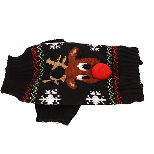 Vcedas Hunde-Schneepullover, Verdickender Neujahrs-Weihnachts-Hundeurlaubspullover für Kleine, Mittelgroße Hunde (Schwarz) von Vcedas