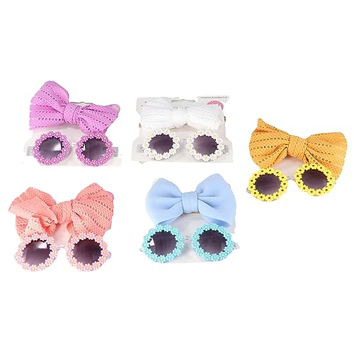 Vctitil 10 StückSet Hunde-Stirnband Hunde-Sonnenbrille, niedliche Cartoon-runde Blumenschleife, Hundepflege-Haarnadel, Tierhaarzubehör für Party, Fotografie, Requisiten (mehrfarbig) von Vctitil