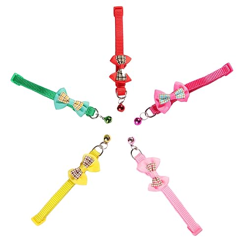 Vctitil 5 Stück Haustierhalsband, verstellbar, einfach zu tragen, Haustierzubehör für Welpen, Kätzchen, Hundezubehör, Schleife, Katzenkrawatte, Katzenhalsband für Mädchen, Jungen, Katzen Vctitil 5 Stück Haustierhalsband, verstellbar, einfach zu tragen, Haustierzubehör für Welpen, Kätzchen, Hundezubehör, Schleife, Katzenkrawatte, Katzenhalsband für Mädchen, Jungen, Katzen von Vctitil