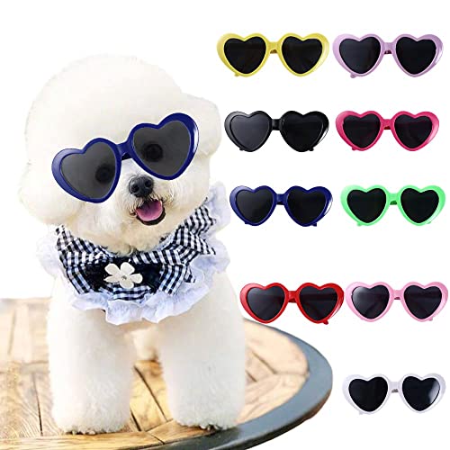 Vctitil 9 Stücke Hund Katze Sonnenbrille Niedlich Herz Haustier Brille Foto Requisiten Eyewear Mehrfarbige Cosplay Brille Puppen Sonnenbrille Haustier Zubehör von Vctitil