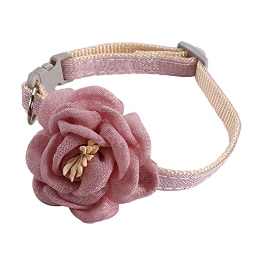 Vctitil Camellia Haustierhalsband, verstellbar, Blume, Katzenhalsband, Hundehalsband, Leder, für kleine Hunde, Haustierzubehör (Rosa) von Vctitil