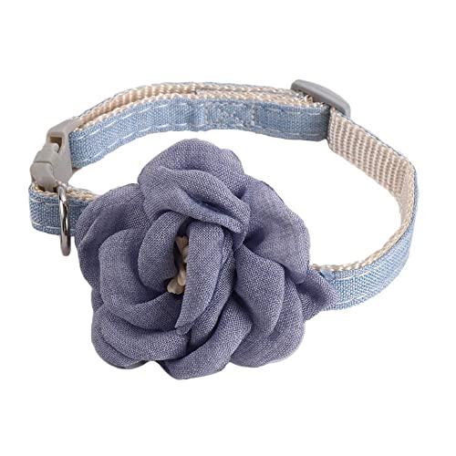 Vctitil Camellia Haustierhalsband, verstellbar, Blume, Katzenhalsband, Hundehalsband, Leder, für kleine Hunde, Haustierzubehör (blau) von Vctitil