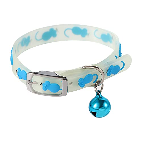 Vctitil Leuchtender Halsband, kreatives Cartoon-Hundezubehör für Welpen, leuchtet bei Nacht, einfach zu tragen, Kätzchen mit Glöckchen, Haustierzubehör für große, kleine, mittelgroße Hunde (B) von Vctitil