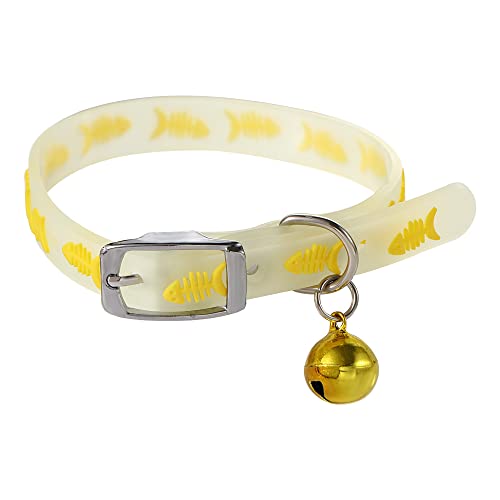 Vctitil Leuchtender Halsband, kreatives Cartoon-Hundezubehör für Welpen, leuchtet bei Nacht, einfach zu tragen, Kätzchen mit Glöckchen, Haustierzubehör für große, kleine, mittelgroße Hunde (A) von Vctitil