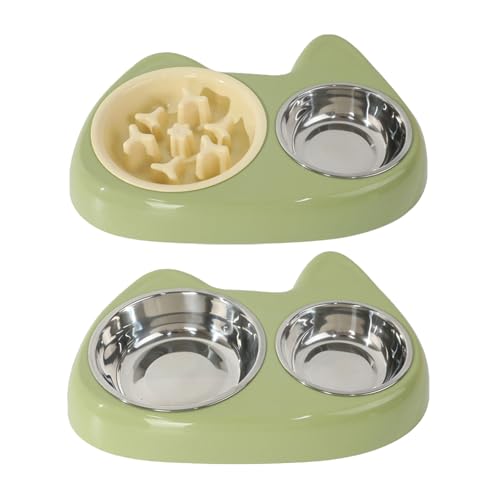 Kippbarer Doppelnapf für Haustiere, verstellbar, langsamer Futternapf, Katzennapf, Wasserspender, Katzenbedarf, 2 Stück Kippbarer Doppelnapf für Haustiere, verstellbar, langsamer Futternapf, Katzennapf, Wasserspender, Katzenbedarf, 2 Stück von Vdaxvme