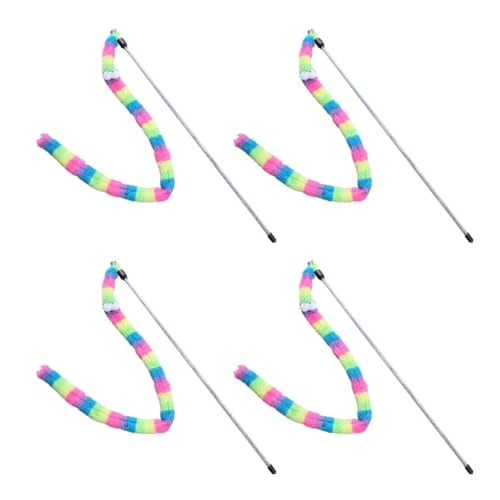 Vdaxvme Katzen Teaser Spielzeug 4 Stück Katzen Plüsch Stick Spielzeug Interaktion Katzen Übung Spielzeug Jagd Teaser Stick Haustier Katzen Stress Reduzieren Spielzeug von Vdaxvme