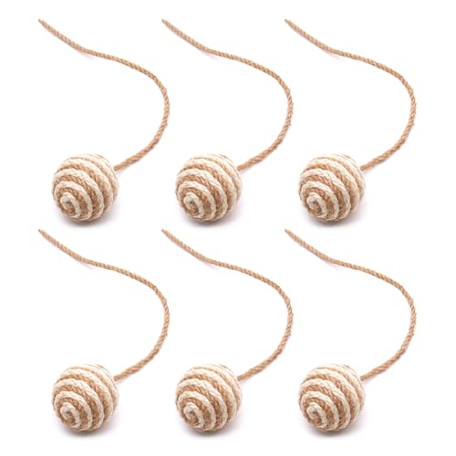 Vdaxvme Set mit 6 bunten Kaubällen für Katzen, natürliches Sisalball, 6 Stück, Sisal-Katzenspielzeug, lindert Stress Vdaxvme Set mit 6 bunten Kaubällen für Katzen, natürliches Sisalball, 6 Stück, Sisal-Katzenspielzeug, lindert Stress von Vdaxvme