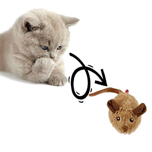 Vealind Automatisches Bewegliches Mausspielzeug Katzenspielzeug mit Lebensechter Klang, Interaktives Katzenspielzeug Mäuse für Katzenauslauf und gegen Langeweile (Braun) von Vealind