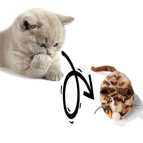 Vealind Cat Automatisches Bewegliches Mausspielzeug Katzenspielzeug mit Lebensechter Klang, Interaktives Katzenspielzeug Mäuse für Katzenauslauf und gegen Langeweile (Leopard) von Vealind
