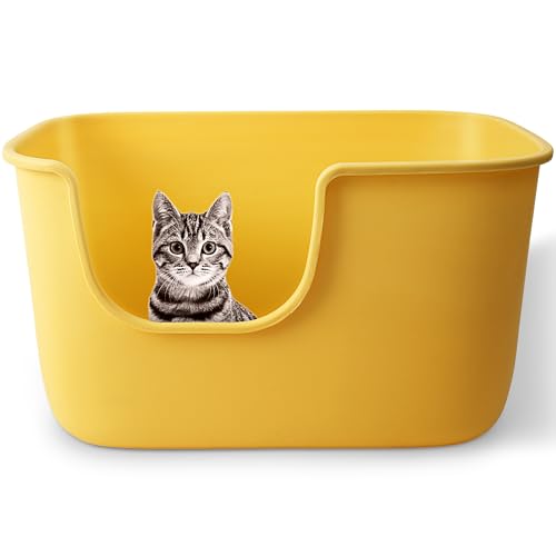 Vealind Große hochseitige Katzentoilette Extra Tiefe Katzentoilette für Multi Katzen Haushalt, Hochwand Katzentoilette Anti-Splashing Kitty Katzentoilette von Vealind