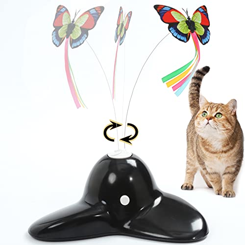 Vealind Interaktives Katzenspielzeug für den Innenbereich, mit 360 ° drehbarem Schmetterling (Black) von Vealind