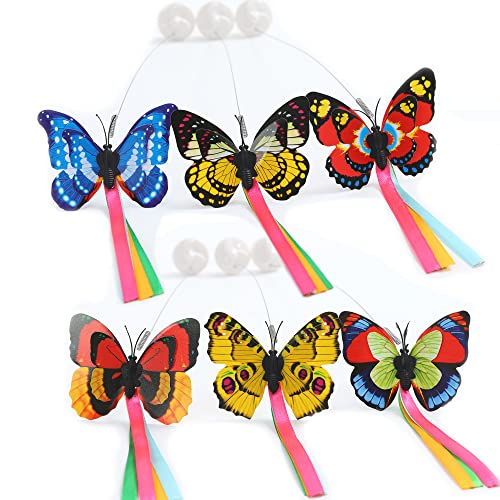 Vealind Interaktives Katzenspielzeug für den Innenbereich, mit 360 ° drehbarem Schmetterling (Schmetterling 6-Pack) von Vealind