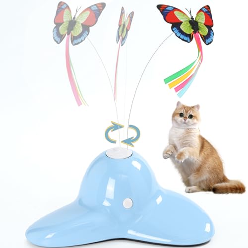 Vealind Interaktives Elektronische Katzenspielzeug mit Schmetterling Batteriebetrieben mit 2 Schmetterling Automatisches Tumbler Spielzeug für Katze Hellblau Vealind Interaktives Elektronische Katzenspielzeug mit Schmetterling Batteriebetrieben mit 2 Schmetterling Automatisches Tumbler Spielzeug für Katze Hellblau von Vealind