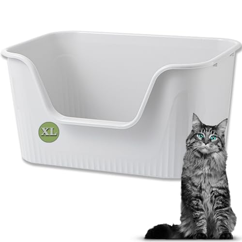 Vealind Extra große Katzentoilette mit hohen Seiten und niedrigem Einstieg Katzentoilette hohe Rückenlehne 64 x 45 x 33 cm, 100% auslaufsicher, Anti-Spritzer Katzentoilette XL (Grau) Vealind Extra große Katzentoilette mit hohen Seiten und niedrigem Einstieg Katzentoilette hohe Rückenlehne 64 x 45 x 33 cm, 100% auslaufsicher, Anti-Spritzer Katzentoilette XL (Grau) von Vealind