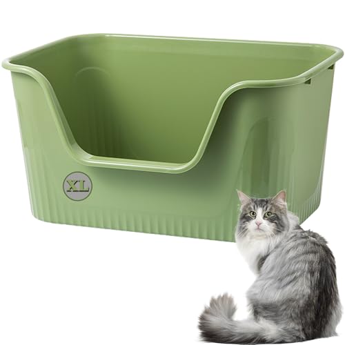 Vealind Extra große Katzentoilette mit hohen Seiten und niedrigem Einstieg Katzentoilette hohe Rückenlehne 64 x 45 x 33 cm, 100% auslaufsicher, Anti-Spritzer Katzentoilette XL (Grün) Vealind Extra große Katzentoilette mit hohen Seiten und niedrigem Einstieg Katzentoilette hohe Rückenlehne 64 x 45 x 33 cm, 100% auslaufsicher, Anti-Spritzer Katzentoilette XL (Grün) von Vealind