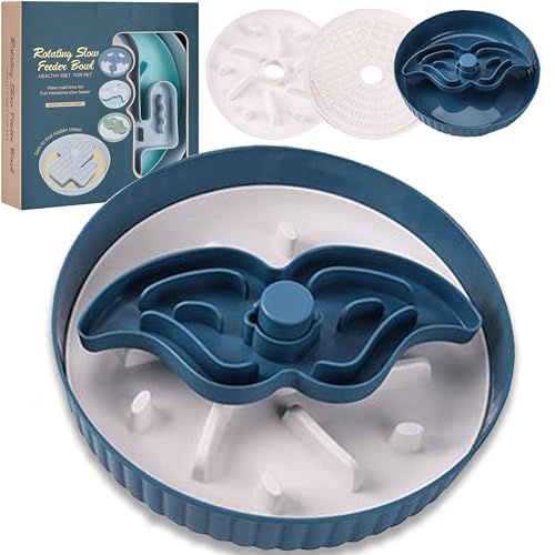 Vealind langsame Feeder Hundeschüsseln mit Labyrinth Haustier Schüssel, Spin Top langsam Essen Hundeschüssel Puzzle Leckmatte Hundeschüssel Hunde Napf (blau) von Vealind