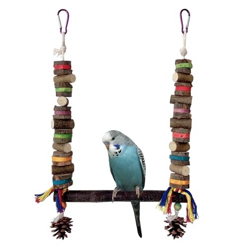 Bird Swing, Hangable Cage Toy, 16.54x9.84x0.39 Inches Interactive Birds Cage Chewing Enrichment, Natural Wood Materials, Swings Perch for Mental Stimulation and Garden Use Bird Swing, Hangable Cage Toy, 16.54x9.84x0.39 Inches Interactive Birds Cage Chewing Enrichment, Natural Wood Materials, Swings Perch for Mental Stimulation and Garden Use von Veasbuu
