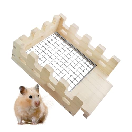 Bunny Hide, Chinchilla House, 8.86x6.5x3.54 Inches Natural Wood Decorative Cage Accessory, Wooden Chewable Activity Habitat for Hiding, Resting, Sleeping and Chewing von Veasbuu