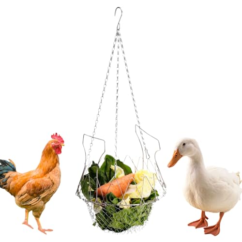 Chicken Feeders, Poultry Feeder Chickens, Foldable Metal Veggie Holder Basket, Outdoor Use, Farm Backyard Feeding, for Poultry House, Pasture, 20.87x9.06 Inches von Veasbuu