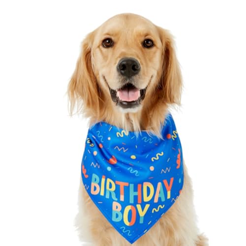 Dog Bandanas, Dog Birthday Boy Bandana Hat Toy, Soft Adjustable Bone Scarf, Cute Pet Supplies for Medium Puppies, Walking Parties Celebrations and Colorful Comfortable Design von Veasbuu