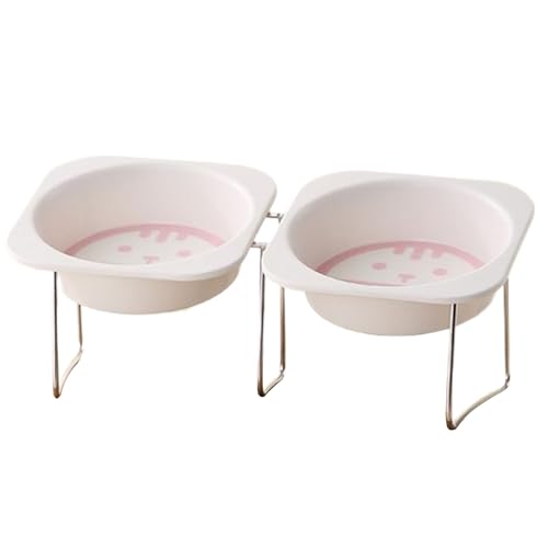 Hochgezogene Katzenschalen, geneigte Doppelfutter für Stressfütterung, Erhöhung des Komfortdesigns mit Nicht -Slip -Ständer, Haustier -Feeder -Schüssel für eine bessere Verdauung, Kätzchen, Welpen, von Veasbuu