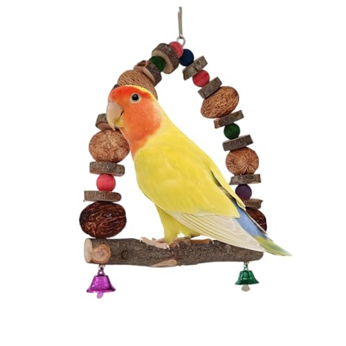 Parrot Perch, Roosting Perch, Parakeet Cage Accessories, Adjustable Design Rattan Ball Playground Stand, 7.87x7.87 inches Indoor Window Training Nesting for Birds von Veasbuu