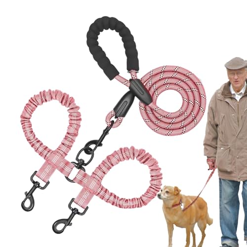 Veasbuu Zugseil für Hunde, 2-in-1-Welpen-Zuggurt, verstellbare Hundeleine, stoßdämpfendes Bungee für große und mittelgroße Haustiere, Wandern, Camping, Erkundung, Spazierengehen von Veasbuu