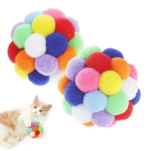 Vebetter Filzbälle für Katzen, 9 Stück Katze Spielzeug Bälle, Katzenspielzeug, Katzenbälle aus Filz, Weiche Katze Bälle, Kätzchen Pom poms Ball, Katze Spielen Spielzeug Indoor, Pompon Ball 4.5 cm. von Vebetter