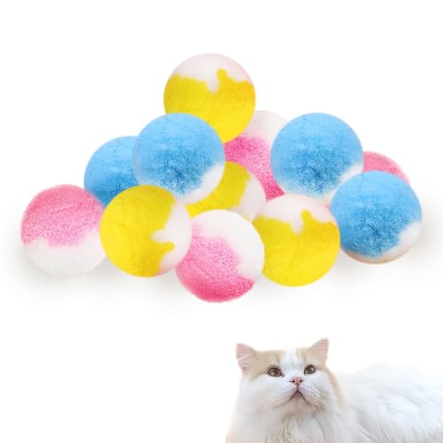 Vebetter Filzbälle für Katzen, 12 Stück Katze Spielzeug Bälle, Katzenspielzeug, Katzenbälle aus Filz, Weiche Katze Bälle, Kätzchen Pom poms Ball, Katze Spielen Spielzeug Indoor, Pompon Ball 4.5 cm. von Vebetter