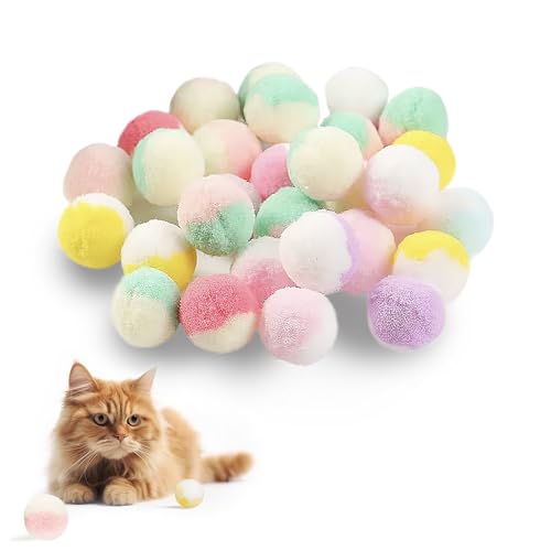 Vebetter Filzbälle für Katzen, 50 Stück Katze Spielzeug Bälle, Katzenspielzeug, Katzenbälle aus Filz, Weiche Katze Bälle, Kätzchen Pom poms Ball, Katze Spielen Spielzeug Indoor, Pompon Ball 3 cm. von Vebetter