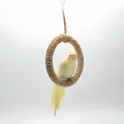 Vebetter Naturstroh Papageien Schaukelring - Innendurchmesser 11 cm - Ideal für kleine bis mittlere Papageienrassen (Nasenparakeet, Pfauenpflanzenpapagei, Quaker, etc.) von Vebetter