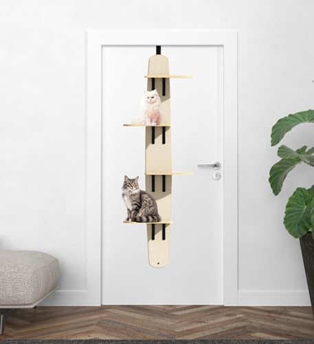 Vechor Vertikaler Kratzbaum mit 4 Ebenen, zum Aufhängen mit gemütlichem Teppichboden, perfekter Indoor-Spielplatz für Katzen, innovatives Design über der Tür, 170,9 x 56,6 x 26,7 cm (H x L x B) von Vechor