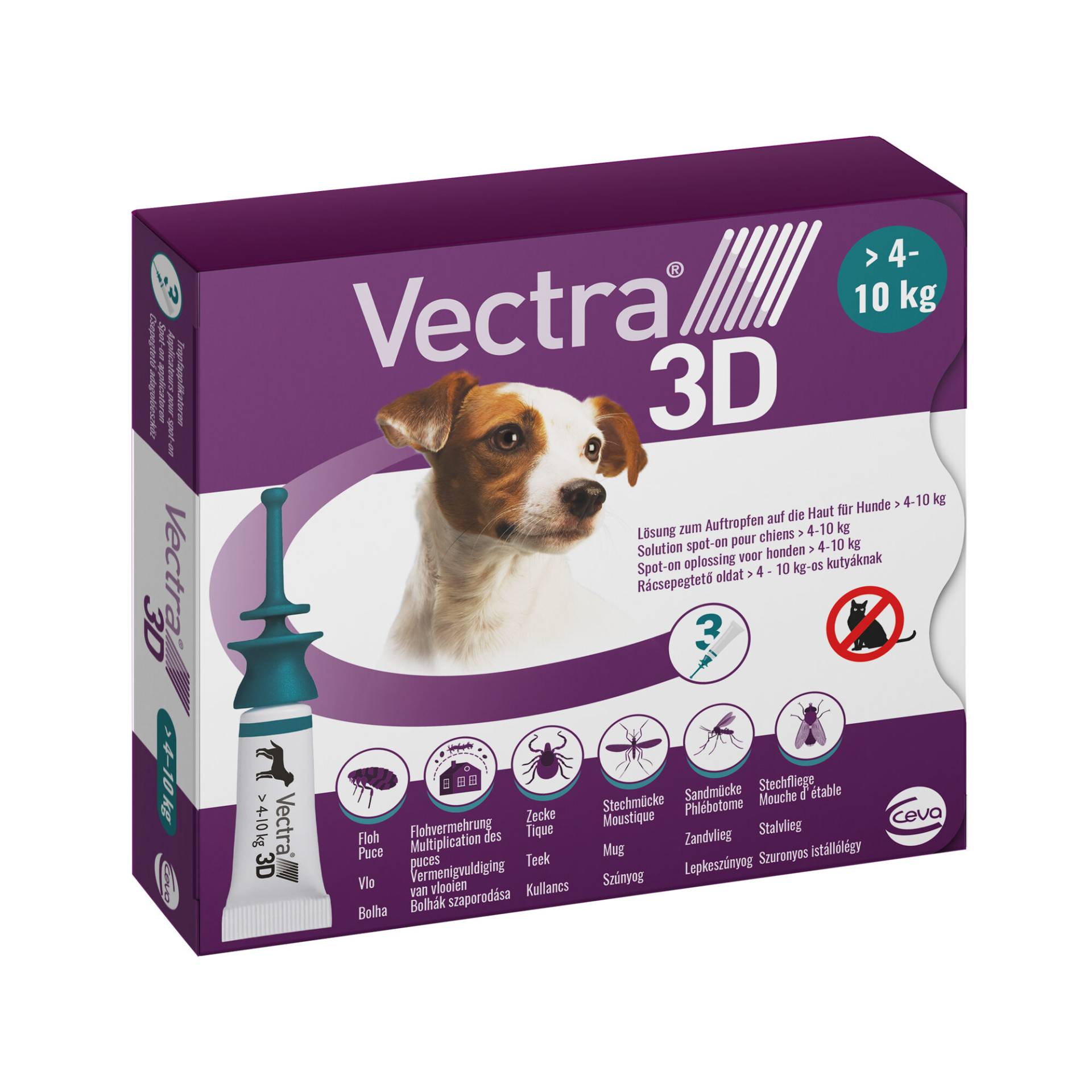 Vectra 3D Dog S - 4 bis 10 kg - 3 Pipetten von Vectra