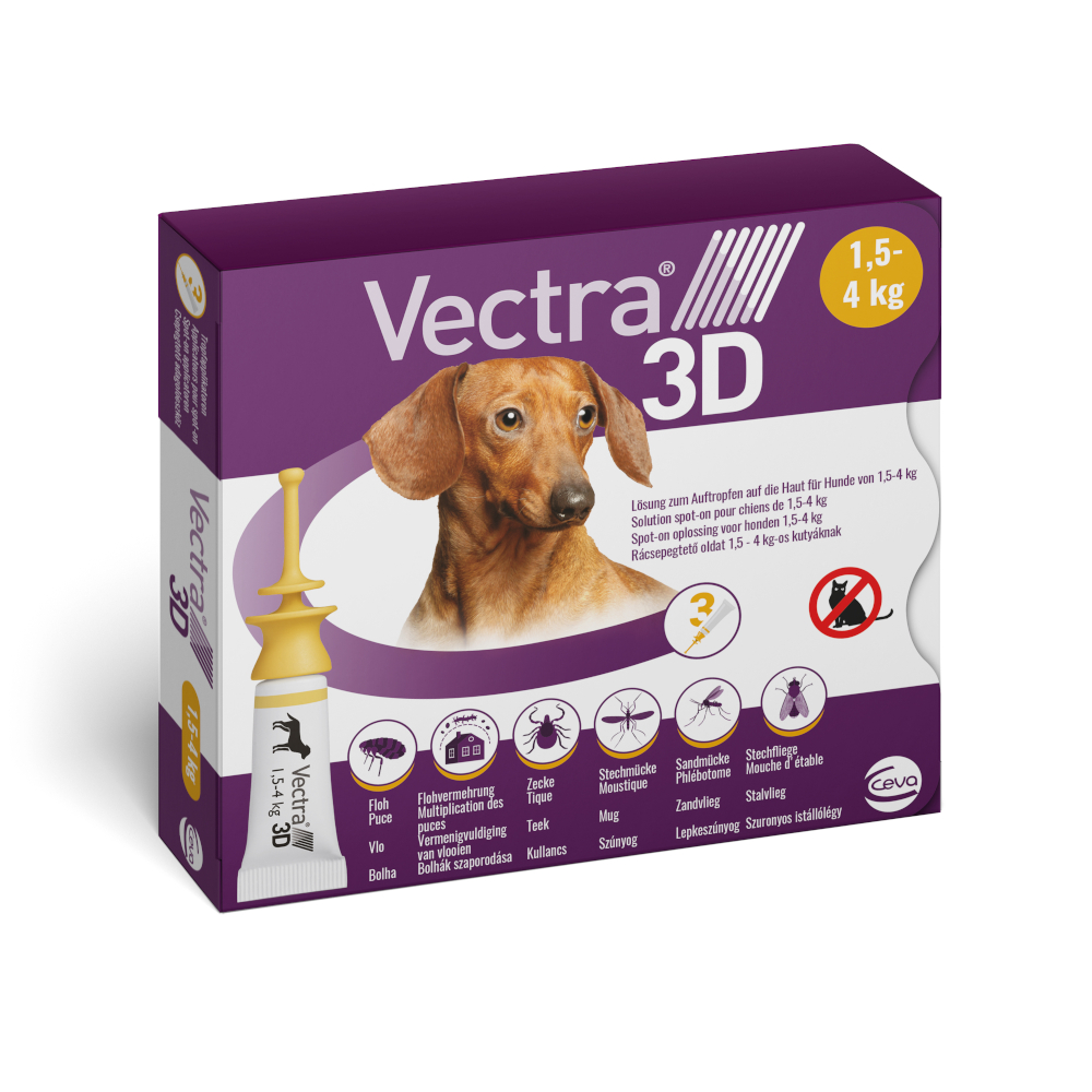 Vectra 3D für Hunde von 1,5 bis 4 kg - 3 Pipetten x 0,8 ml von Vectra3D