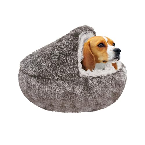 Ved Beruhigendes Hundebett – Flauschiges Plüsch-Donut-Höhlenbett für kleine bis mittelgroße Hunde und Hauskatzen, waschbares, weiches, gemütliches Haustierbett, (65 x 65 x 40 cm (L x W x H)) von Ved