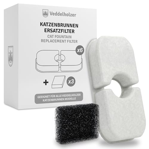 Veddelholzer 6 Stück Katzenbrunnen Filter + 3 Stück Ersatz Schwamm - Original Filter für alle Veddelholzer Katzenbrunnen Modelle 4 Fach Filtration für sauberes Wasser Veddelholzer 6 Stück Katzenbrunnen Filter + 3 Stück Ersatz Schwamm - Original Filter für alle Veddelholzer Katzenbrunnen Modelle 4 Fach Filtration für sauberes Wasser von Veddelholzer