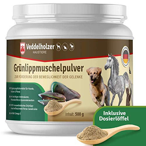 Veddelholzer Natürliches Grünlippmuschelpulver Hund - 500g Grünlippmuschel für Hunde hochwertige Nahrungsergänzung - Grünlippmuschelextrakt mit Hoher Akzeptanz bei Allen Hunden von Veddelholzer