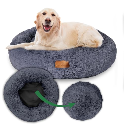 Veddelholzer Ø 60 cm (S) Dunkelgrau Hundebett Katzenbett Hundekissen Hundebetten in mehreren Größen Hundebett große mittelgroße kleine Hunde waschbar in hellgrau und dunkelgrau für alle Hunde & Katzen von Veddelholzer