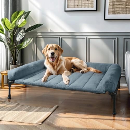 Veehoo Erhöhtes Hundebett + beruhigende Nackenrolle, L, Blau Veehoo Erhöhtes Hundebett + beruhigende Nackenrolle, L, Blau von Veehoo