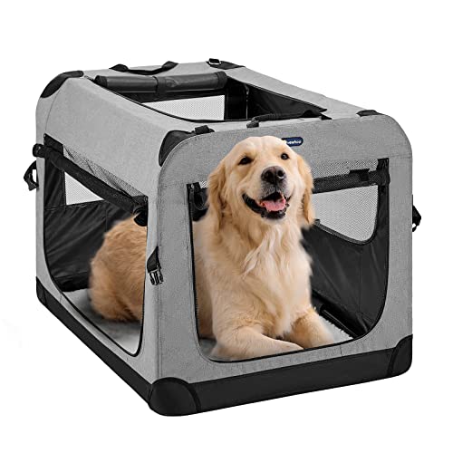 Veehoo Faltbare weiche Hundekäfig, 3-türige Haustierhütte für Kistentraining Hunde, 5 x schweres Netzgewebe, 600D kationisches Oxford-Gewebe, Innen- und Außenbereich, 91,4 cm, Grau Veehoo Faltbare weiche Hundekäfig, 3-türige Haustierhütte für Kistentraining Hunde, 5 x schweres Netzgewebe, 600D kationisches Oxford-Gewebe, Innen- und Außenbereich, 91,4 cm, Grau von Veehoo