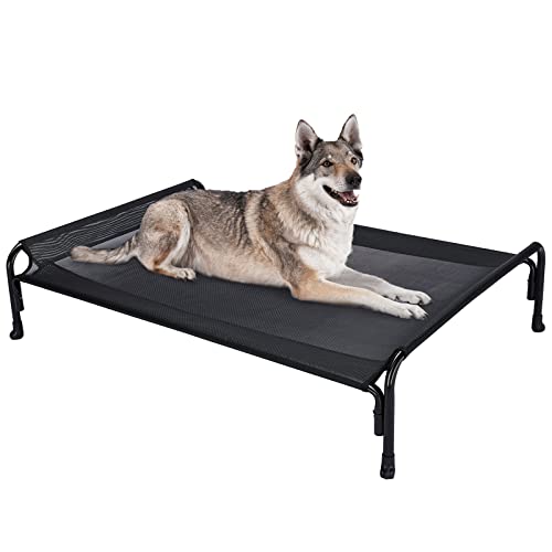 Veehoo Kühlendes Hundeliege Outdoor, Erhöhtes Hundebett Outdoor für Groß Hunde, Tragbares Stehendes Haustierbett mit Waschbarem Atmungsaktivem Netz, rutschfeste Füße, Large, Schwarz Veehoo Kühlendes Hundeliege Outdoor, Erhöhtes Hundebett Outdoor für Groß Hunde, Tragbares Stehendes Haustierbett mit Waschbarem Atmungsaktivem Netz, rutschfeste Füße, Large, Schwarz von Veehoo