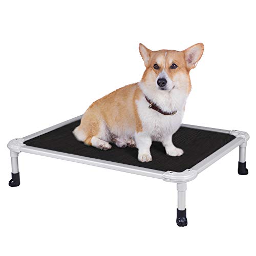 Veehoo Hundeliege Outdoor, Hundebett Outdoor Erhöhtes Hundebett Kühlendes Erhöhtes Haustierbett Silberner Aluminiumrahmen und Teslin Netzgewebe, rutschfeste Füße für Drinnen und Draußen, Schwarz Veehoo Hundeliege Outdoor, Hundebett Outdoor Erhöhtes Hundebett Kühlendes Erhöhtes Haustierbett Silberner Aluminiumrahmen und Teslin Netzgewebe, rutschfeste Füße für Drinnen und Draußen, Schwarz von Veehoo