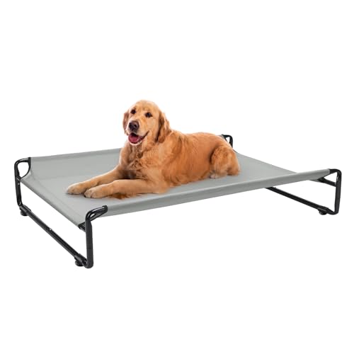 Veehoo Hundeliege Outdoor, Kühlendes Erhöhtes Hundebett Outdoor für Große Hunde, Tragbares Stehendes Haustierbett mit Waschbarem Atmungsaktivem Netz, rutschfeste Füße, Groß, Grau Veehoo Hundeliege Outdoor, Kühlendes Erhöhtes Hundebett Outdoor für Große Hunde, Tragbares Stehendes Haustierbett mit Waschbarem Atmungsaktivem Netz, rutschfeste Füße, Groß, Grau von Veehoo